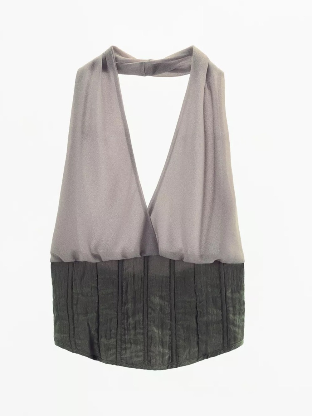 Zara Two-Tone Satin Effect Corset Halter Top